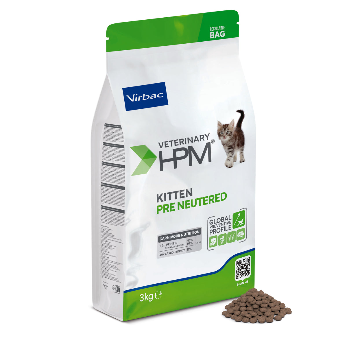 Virbac Veterinary HPM Kitten Pre Neutered Cat  3 kg