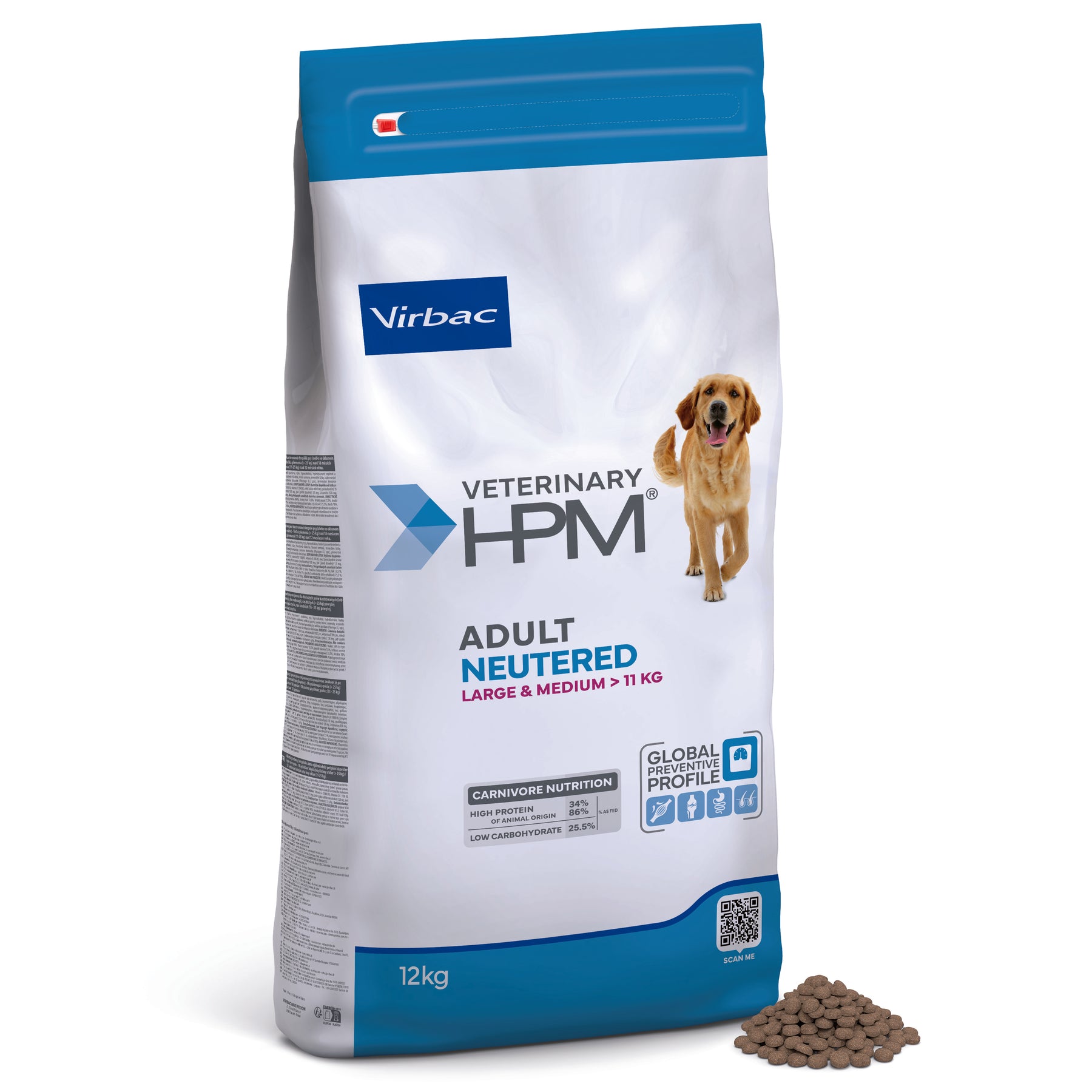 Virbac Veterinary HPM Adult Neutered Large & Medium Dog 12 kg