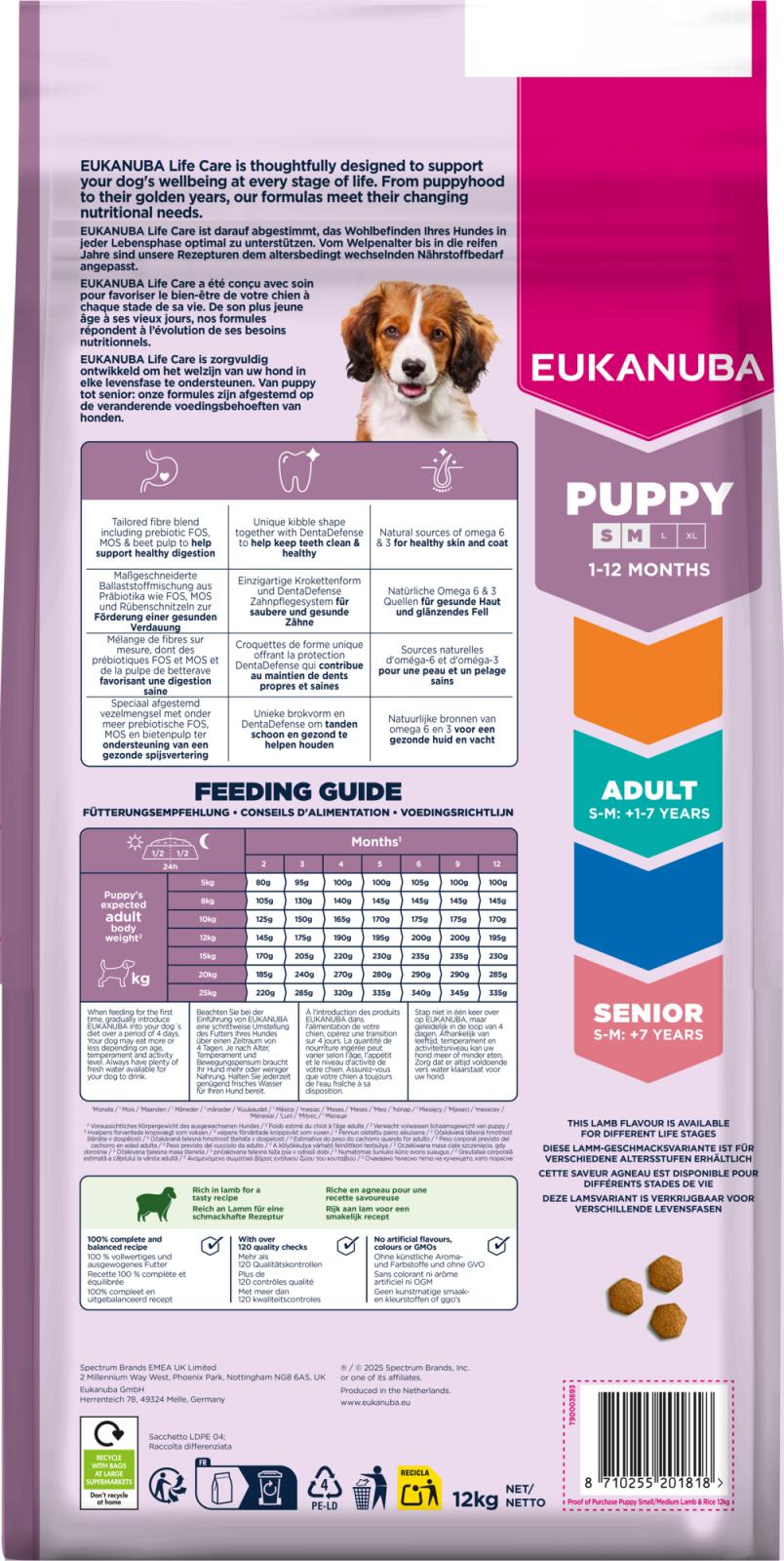 Eukanuba Puppy Small/Medium Lamb & Rice koiran kuivaruoka