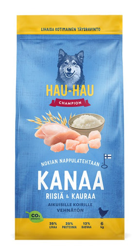Hau-Hau Champion Kanaa, riisiä & kauraa aikuisille koirille