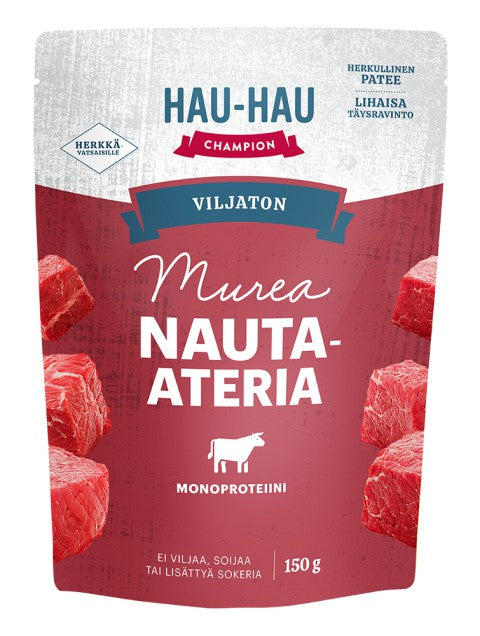 Hau-Hau Champion Makuateria Nauta aikuisille koirille 16 x 150g