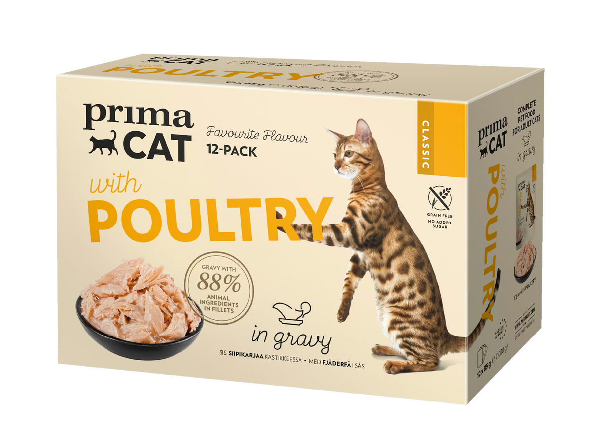 PrimaCat Classic siipikarjaa kastikkeessa 12 x 85 g
