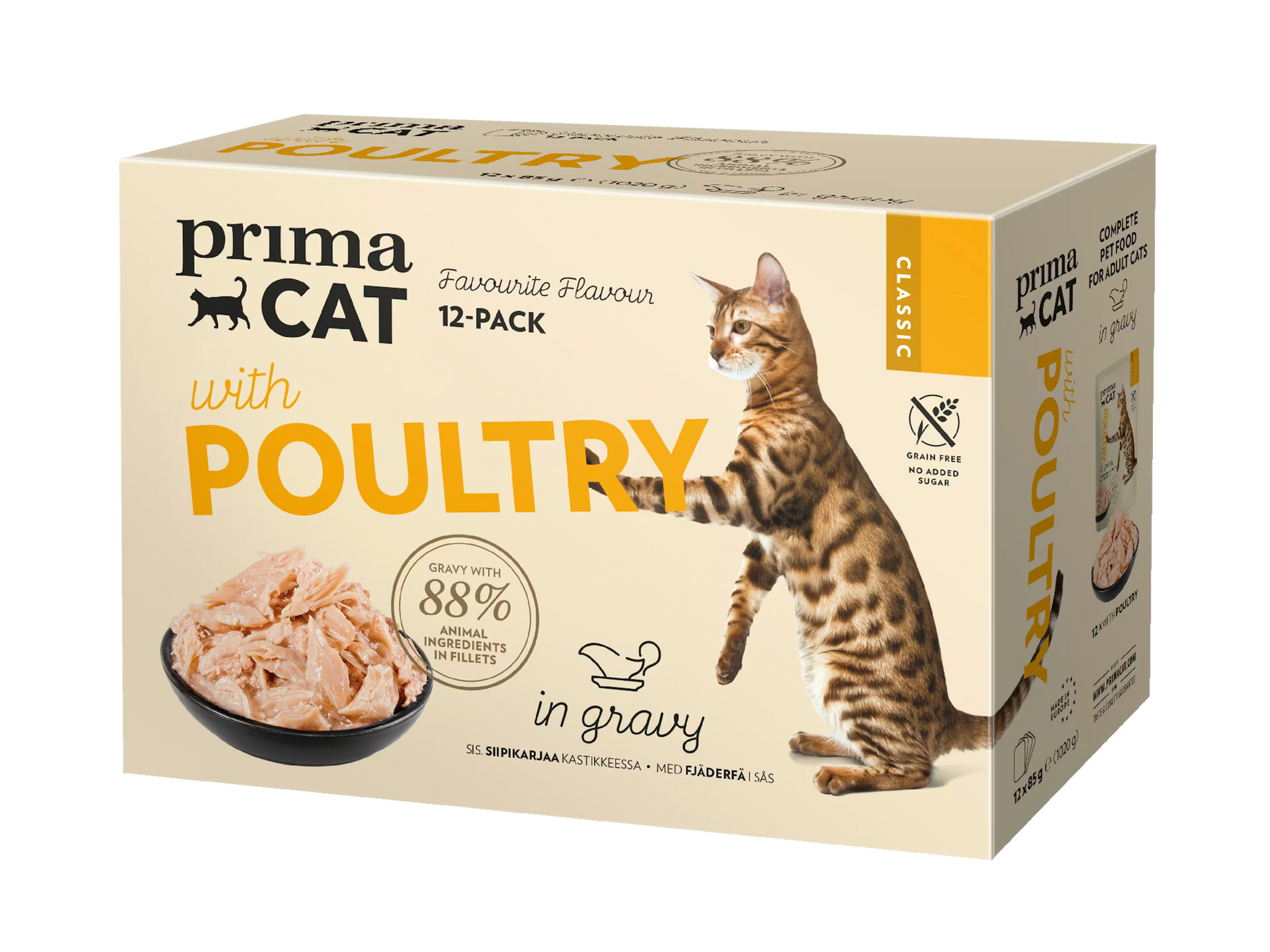 PrimaCat Classic siipikarjaa kastikkeessa 12 x 85 g