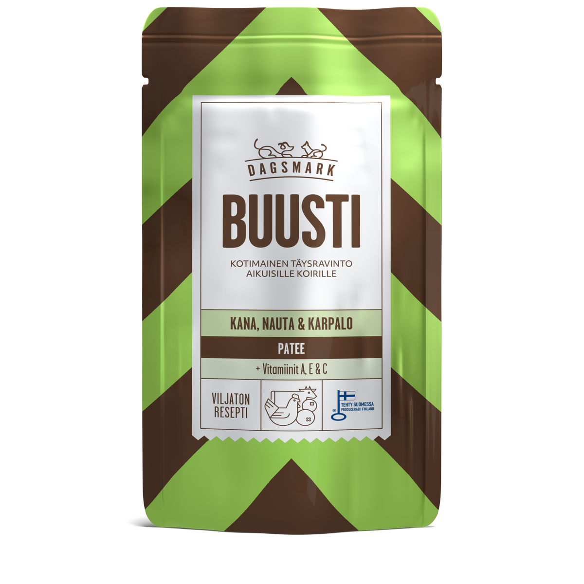 Dagsmark BUUSTI kana-nauta-karpalo patee 90 g koiralle