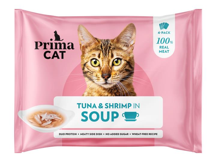 PrimaCat Soup Tonnikalaa & Katkarapua liemessä kissoille 4 x 40 g