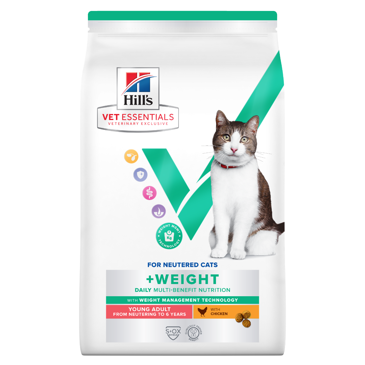Hill's Vet Essentials Multi-Benefit + Weight Young Adult with Chicken kissalle PÄIVÄYSTARJOUS