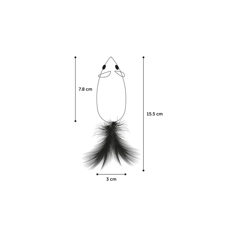 Flamingo Kissanlelu Shuka hiiri + höyhen 15 cm