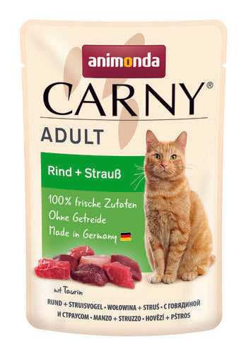 Animonda Carny Adult nauta & strutsi kissalle 85 g PÄIVÄYSTARJOUS MAISTELUPAKKAUS
