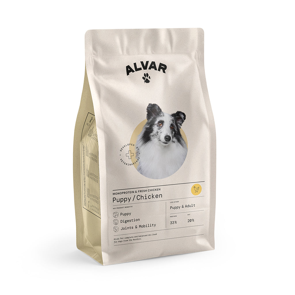 Alvar Pet Puppy/Chicken koiran kuivaruoka 2 x 7 kg SÄÄSTÖPAKKAUS