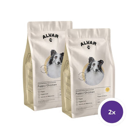 Alvar Pet Puppy/Chicken koiran kuivaruoka 2 x 7 kg SÄÄSTÖPAKKAUS