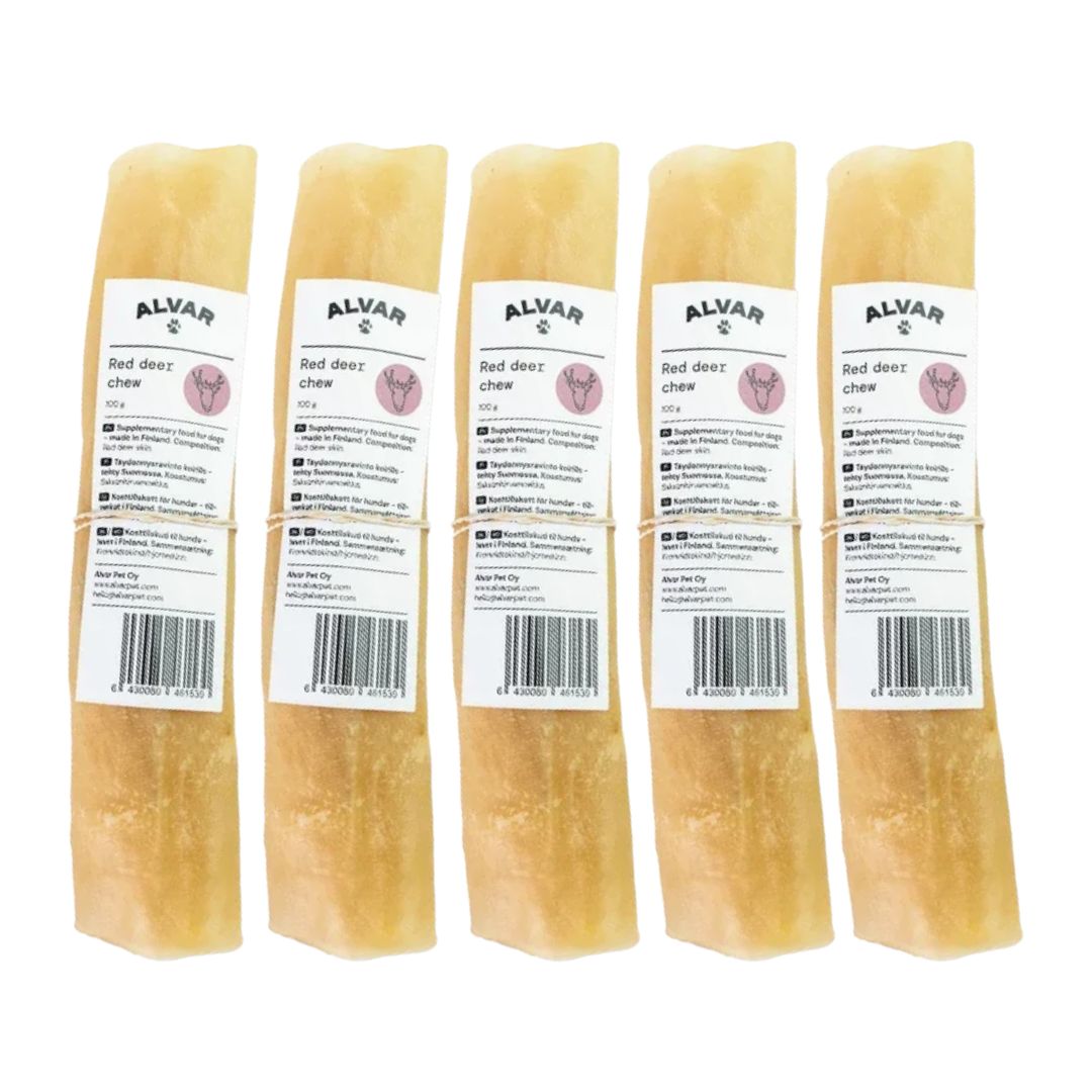 Alvar Pet Red Deer puruluu koirille 100 g 20 cm 5 kpl SÄÄSTÖPAKKAUS