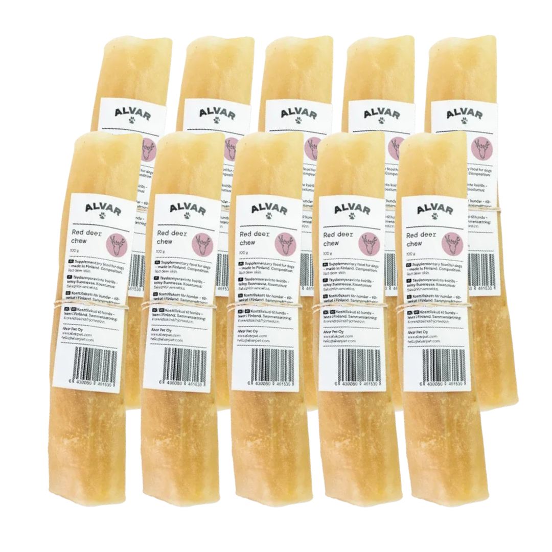 Alvar Pet Red Deer puruluu koirille 100 g 20 cm 10 kpl SÄÄSTÖPAKKAUS