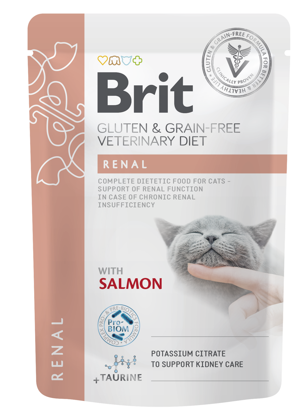Brit Veterinary Diet Pouch Renal with Salmon kissalle 85 g MAISTELUPAKKAUS