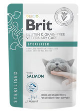 Brit Veterinary Diet Pouch Sterilised with Salmon kissalle 85 g MAISTELUPAKKAUS
