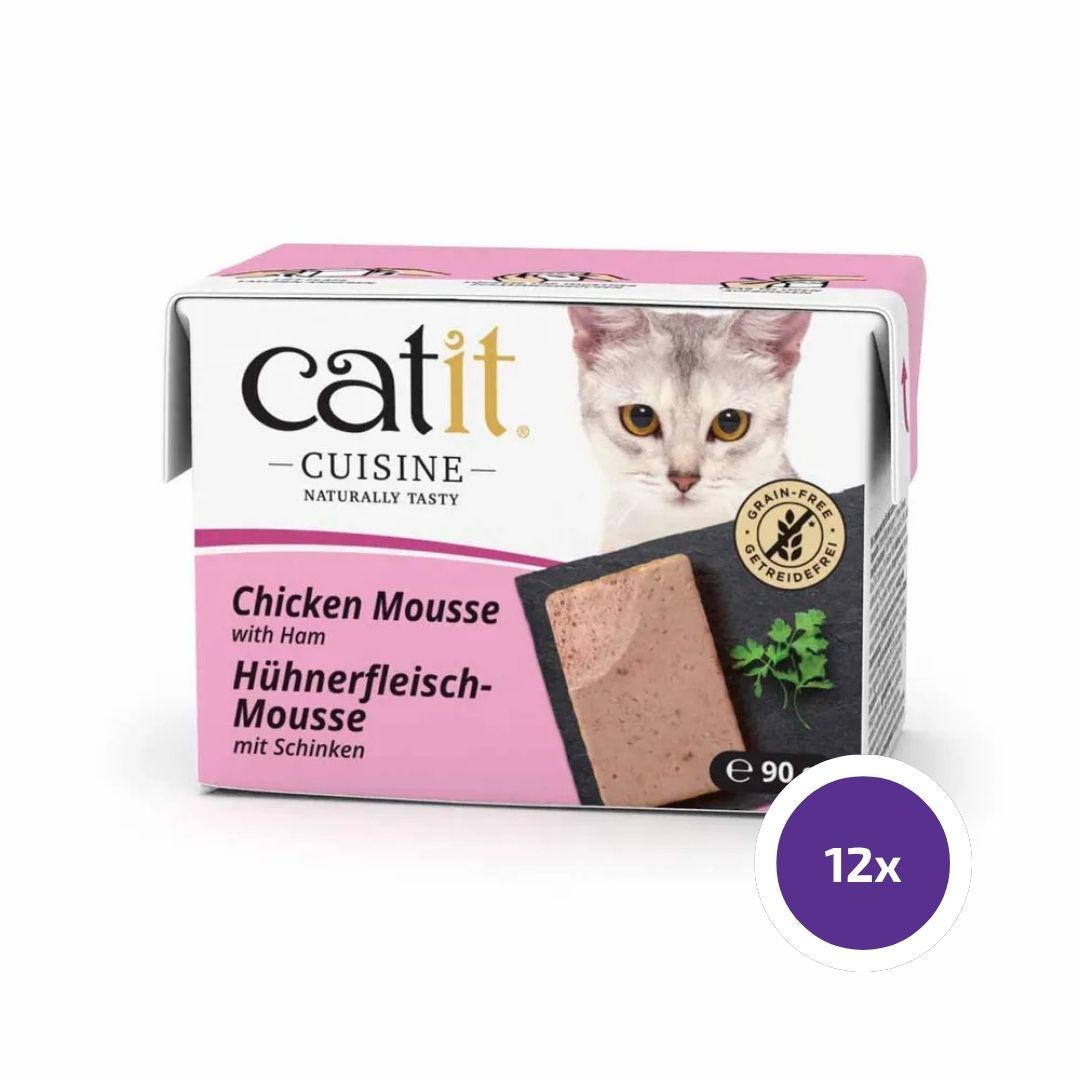 Catit Cuisine Mousse Chicken & Ham kissalle 12 x 90 g SÄÄSTÖPAKKAUS