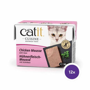 Catit Cuisine Mousse Chicken & Ham kissalle 12 x 90 g SÄÄSTÖPAKKAUS