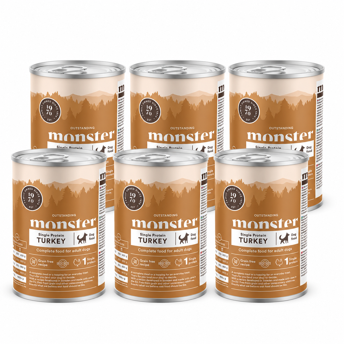 Monster Dog Adult Single Protein Turkey koiralle 6 x 400 g