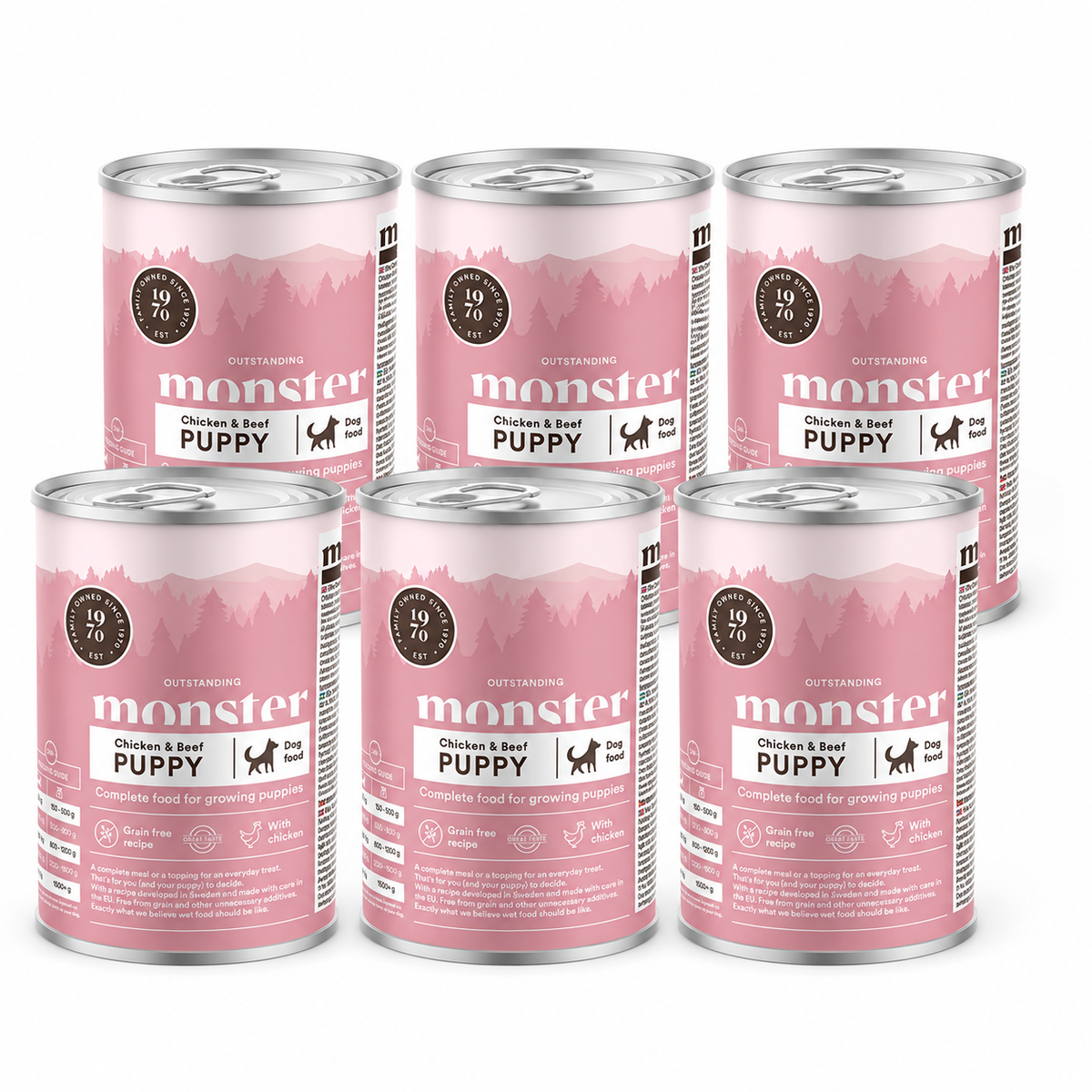 Monster Dog Puppy Chicken-Beef koiralle 6 x 400 g
