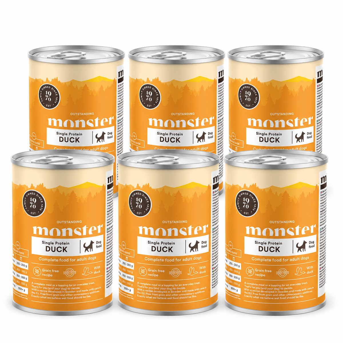 Monster Dog Adult Single Protein Duck koiralle 6 x 400 g