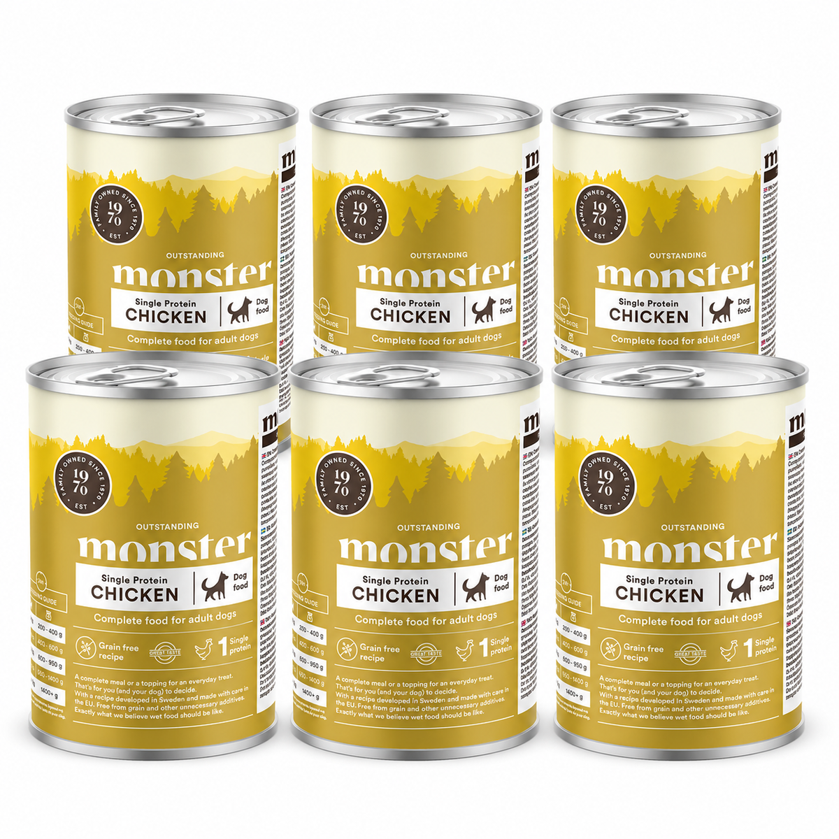 Monster Dog Adult Single Protein Chicken koiralle 6 x 400 g
