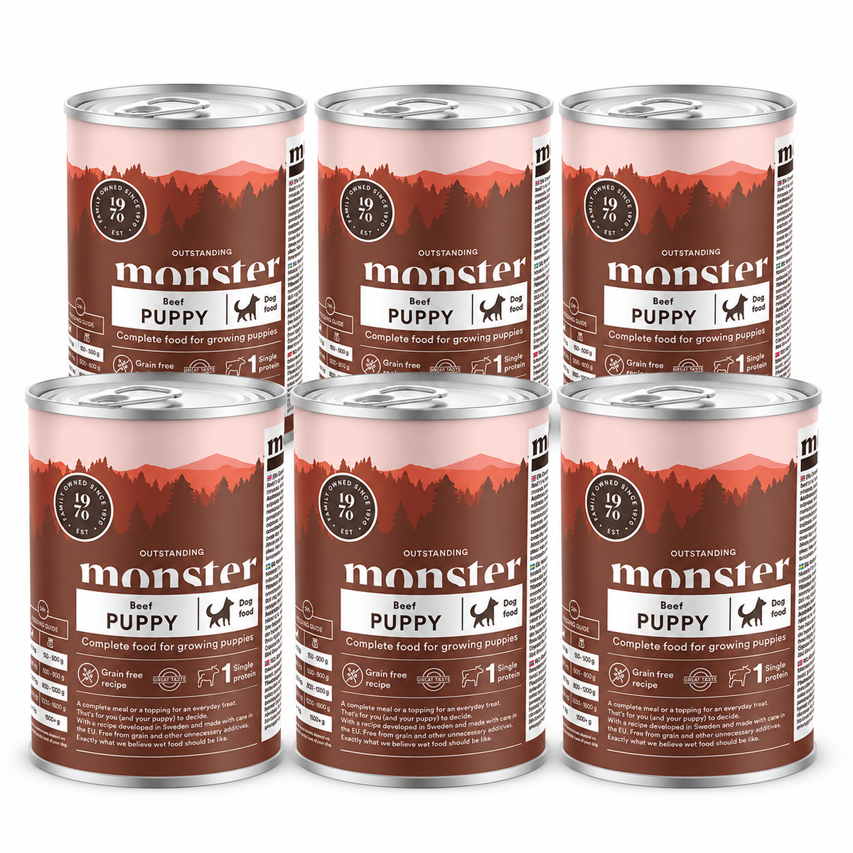 Monster Dog Puppy Beef koiralle 6 x 400 g