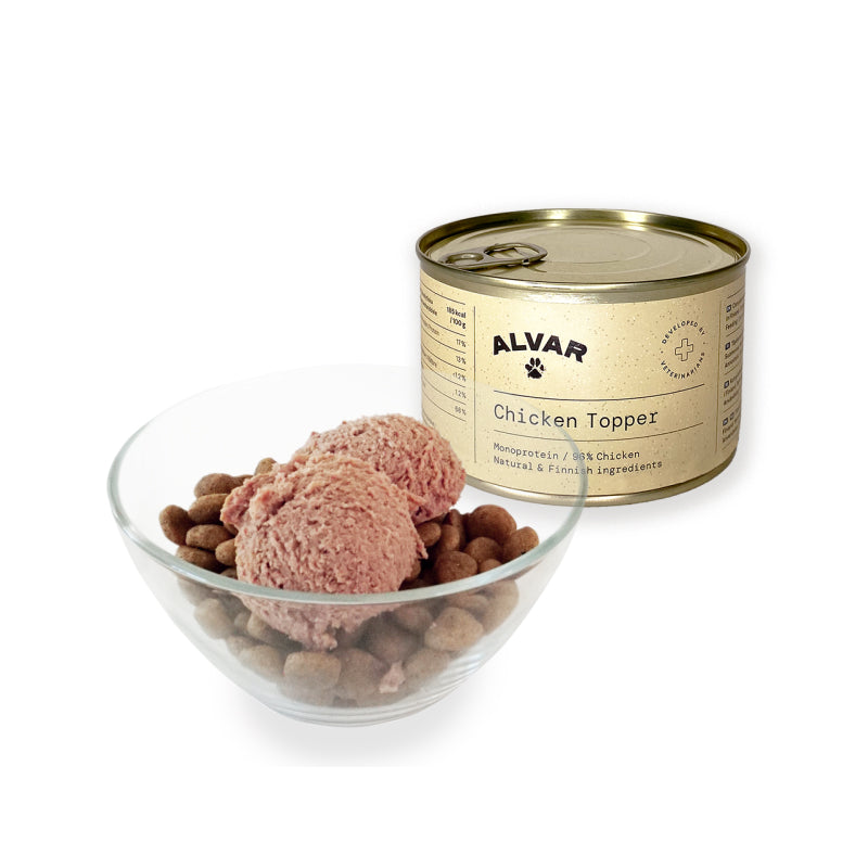 Alvar Pet Chicken Topper 6 x 400 g SÄÄSTÖPAKKAUS