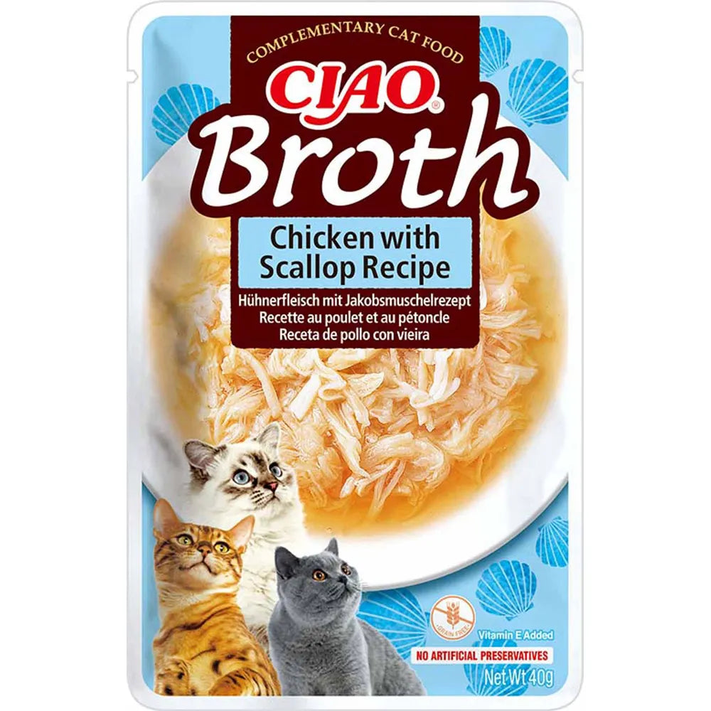 Ciao Chicken broth with chicken & scallops kissalle 40 g MAISTELUPAKKAUS