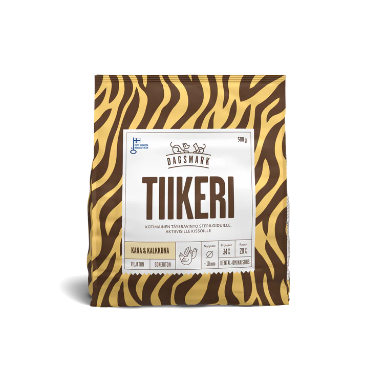 Dagsmark Tiikeri viljaton kana-kalkkuna steriloiduille aktiivisille kissoille