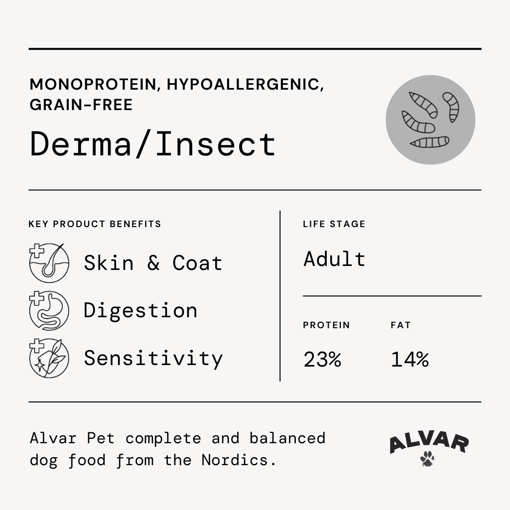 Alvar Pet Derma/Insect koiran kuivaruoka 2 x 7 kg SÄÄSTÖPAKKAUS