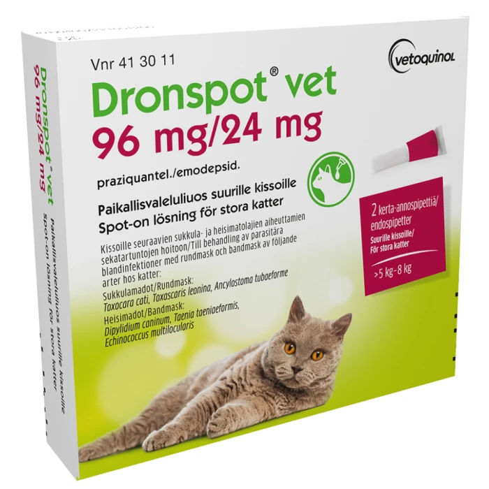 Dronspot vet 96 mg / 24 mg 2 x 1.12 ml paikallisvaleluliuos 5-8 kg kissoille