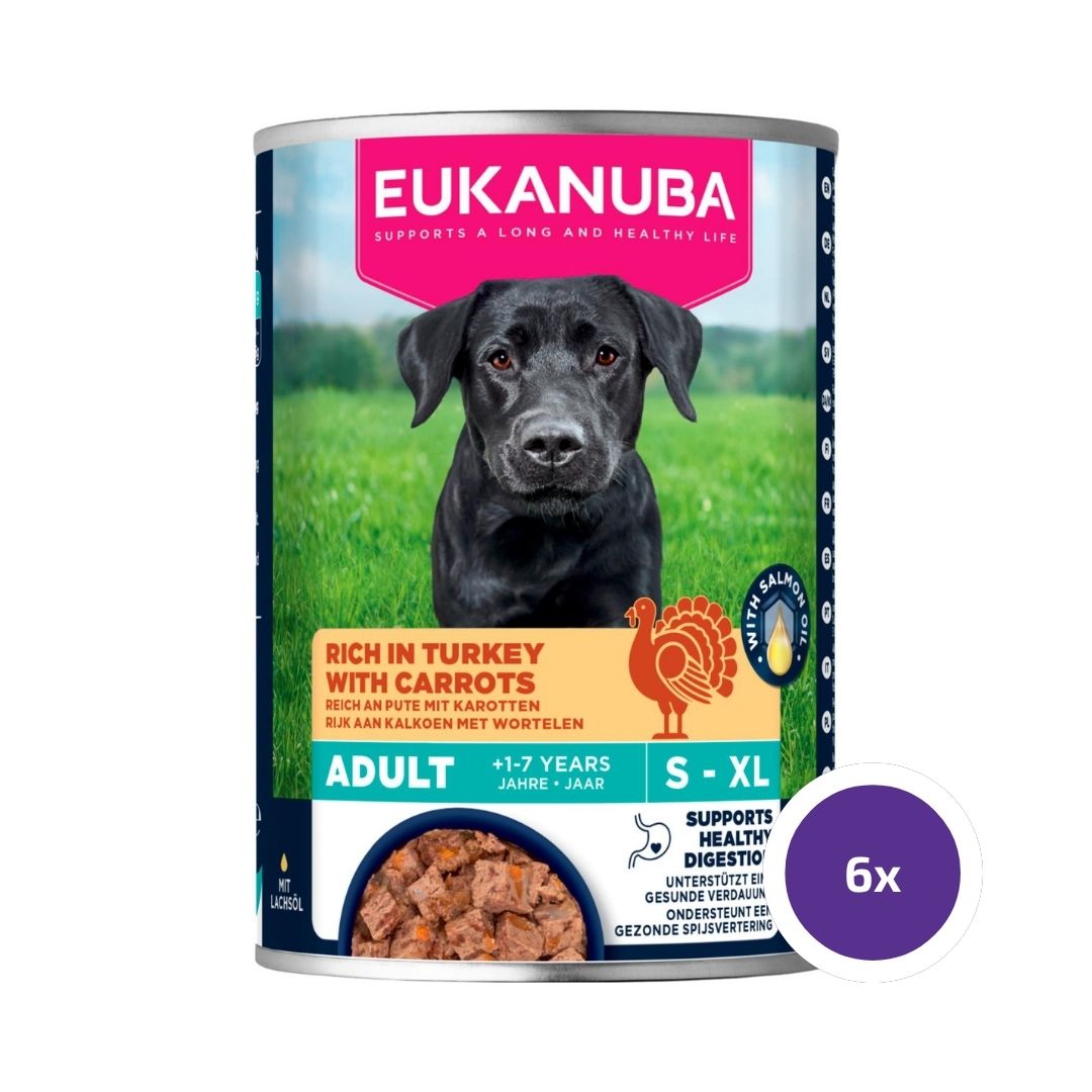 Eukanuba wet food adult turkey with carrots koiralle 6 x 400 g SÄÄSTÖPAKKAUS