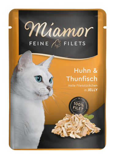 Miamor Feine Filets in Jelly kana & tonnikala kissalle 100 g MAISTELUPAKKAUS