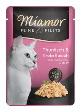 Miamor Feine Filets in Jelly tonnikala- ja rapufileepaloja kissalle 100 g MAISTELUPAKKAUS