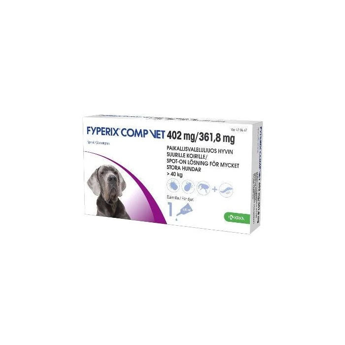Fyperix Comp vet 402 mg / 361.8 mg 1 kpl paikallisvaleluliuos yli 40 kg koirille