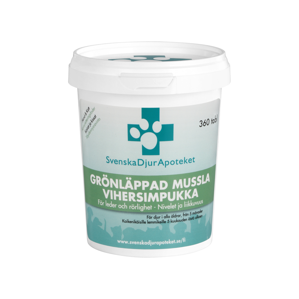 Svenska DjurApoteket Grönläppad Mussla koiralle ja kissalle 360 tablettia