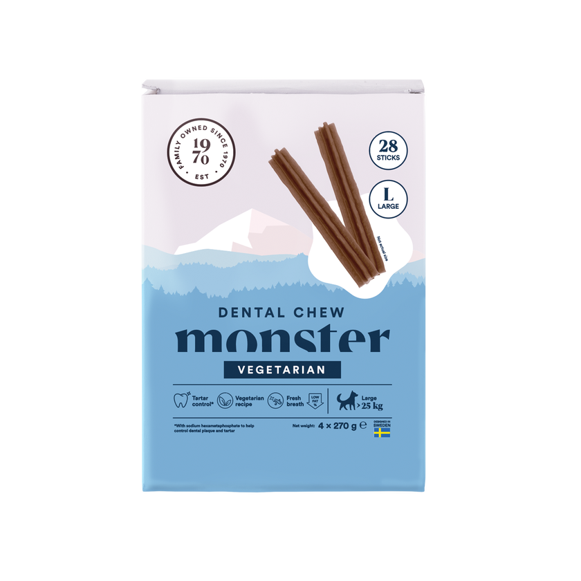 Monster Dental Chew Vegetarian purutikku L koiralle 28 kpl