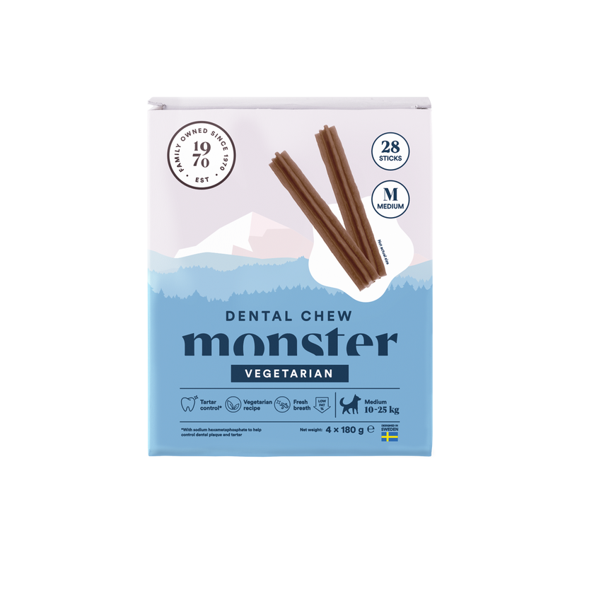 Monster Dental Chew Vegetarian purutikku M koiralle 28 kpl