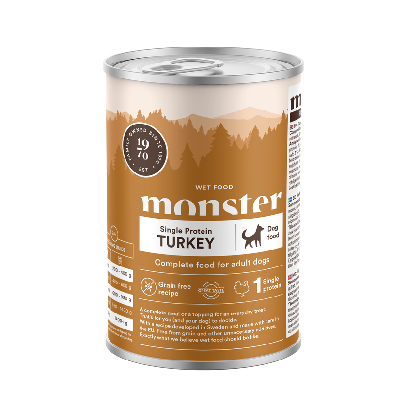 Monster Dog Adult Single Protein Turkey koiralle 400 g MAISTELUPAKKAUS