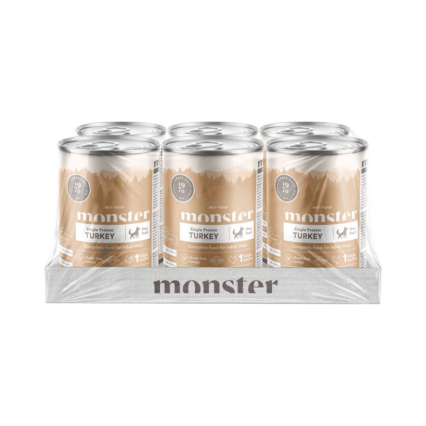 Monster Dog Adult Single Protein Turkey koiralle 6 x 400 g