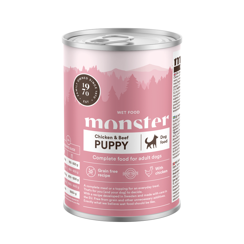 Monster Dog Puppy Chicken-Beef koiralle 400 g MAISTELUPAKKAUS