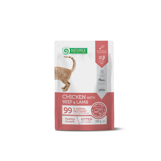 Nature's Protection Kitten Kana, Nauta & Lammas kissalle 22 x 100 g