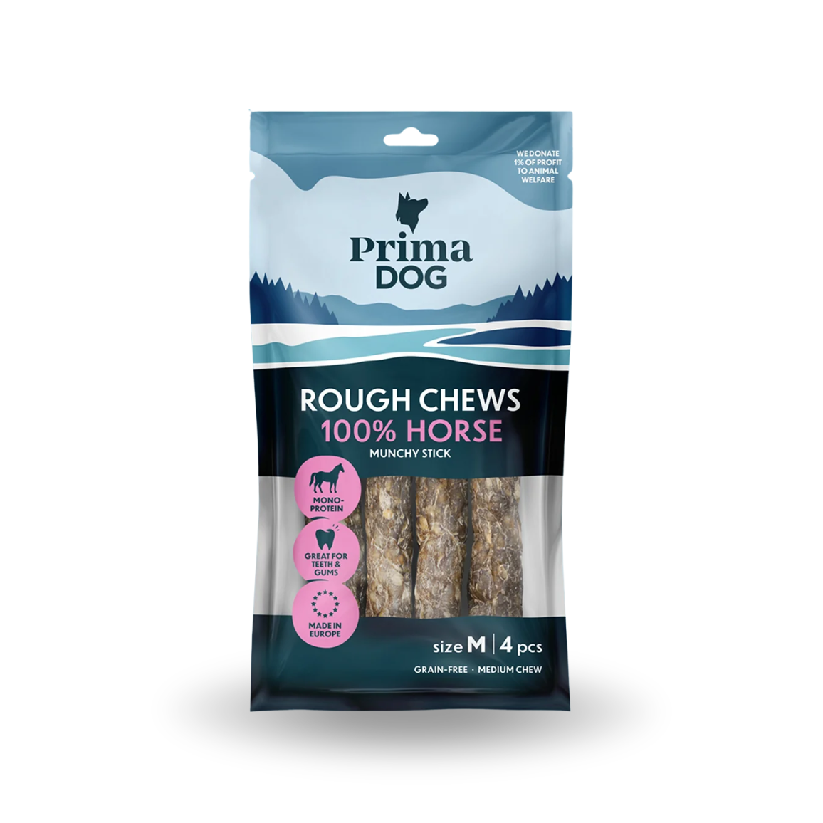 PrimaDog Rough Chews Hevonen rouhepatukka M 12 cm 4 kpl