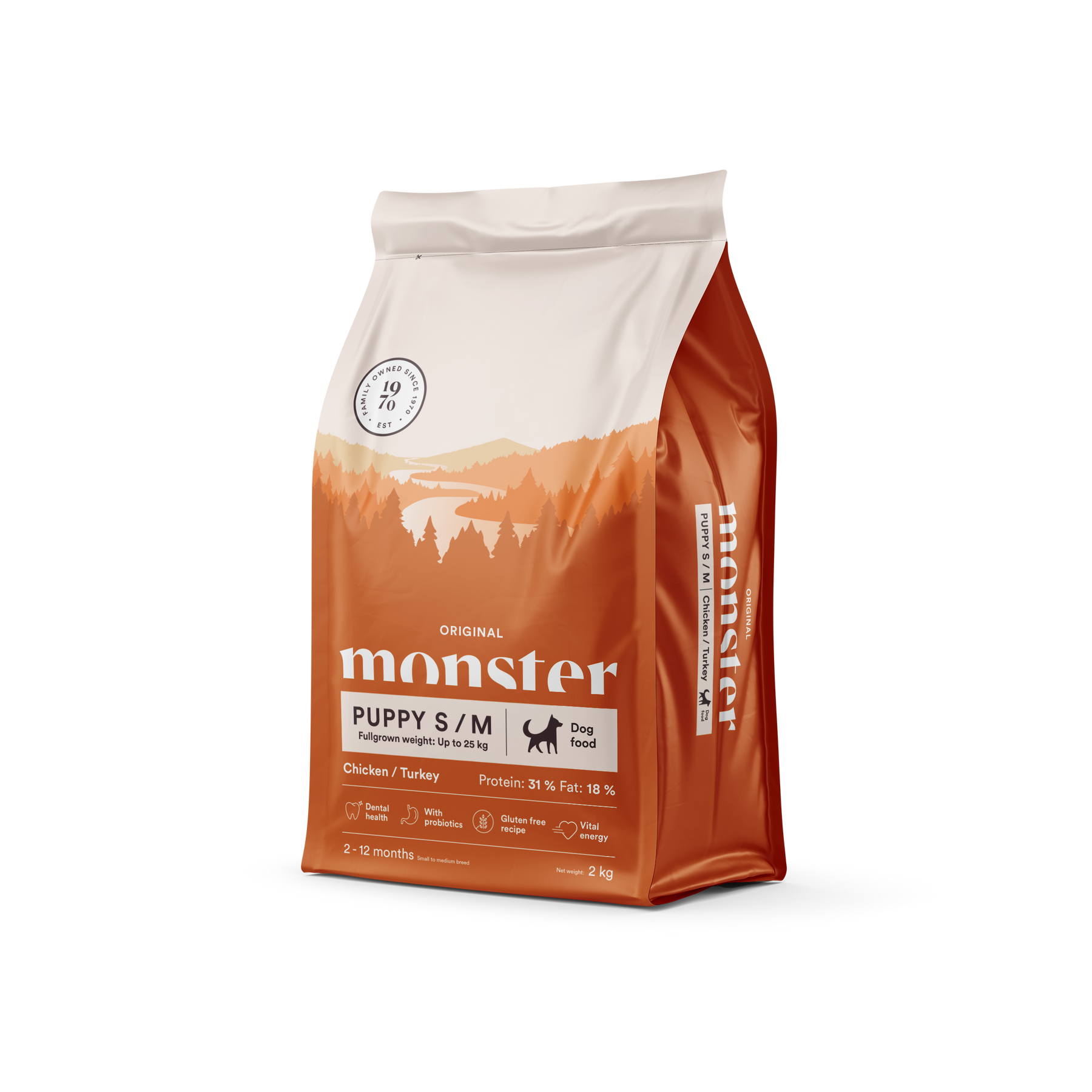 Monster Dog Original Puppy S/M Chicken-Turkey koiralle 2 kg PÄIVÄYSTARJOUS