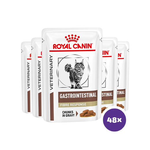 Royal Canin Veterinary Diets Gastrointestinal Fibre Response Chunks in Gravy Pouch kissan märkäruoka 48 x 85 g SÄÄSTÖPAKKAUS