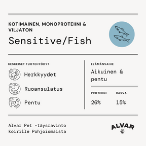 Alvar Pet Sensitive/Fish koiran kuivaruoka