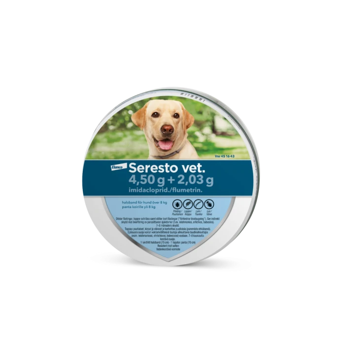Seresto vet. 4.5 g + 2.03 g x 1 panta yli 8 kg koirille