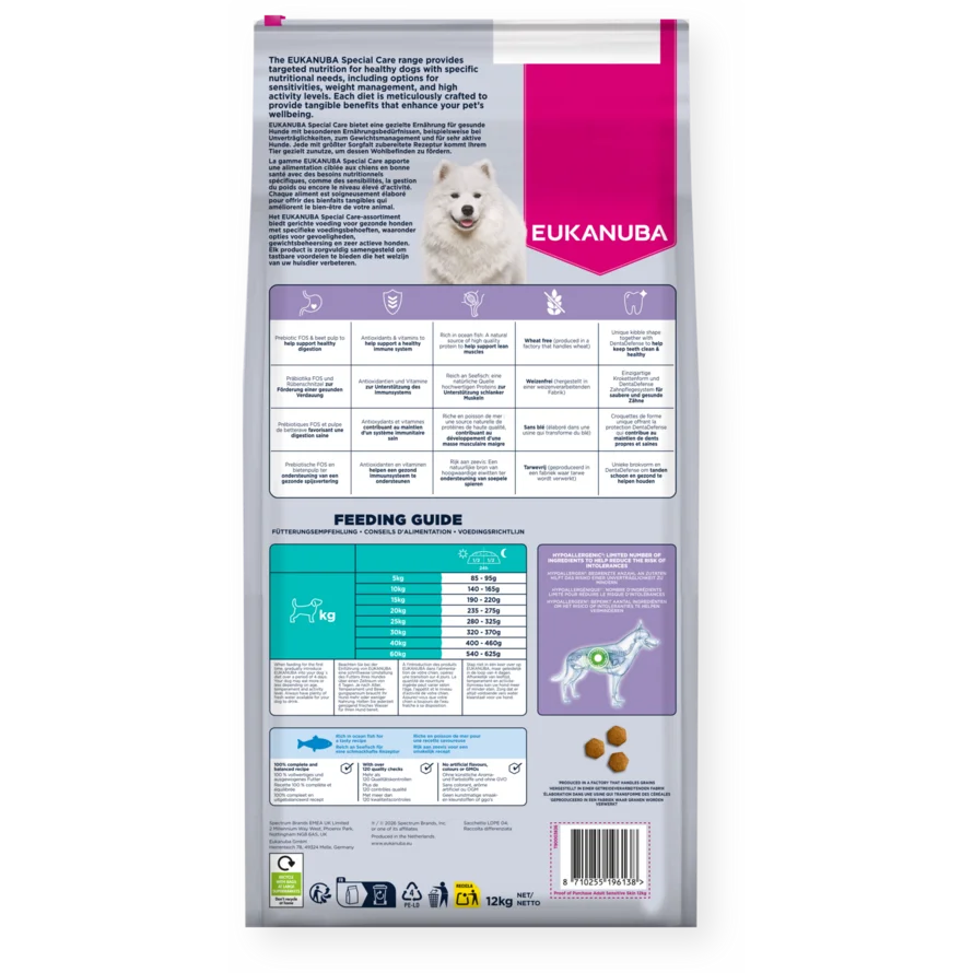 Eukanuba Special Care Sensitive Skin Adult koiran kuivaruoka 12 kg