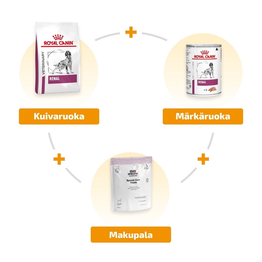 Tukihoitopaketti munuaisten vajaatoimintaan isoille koirille