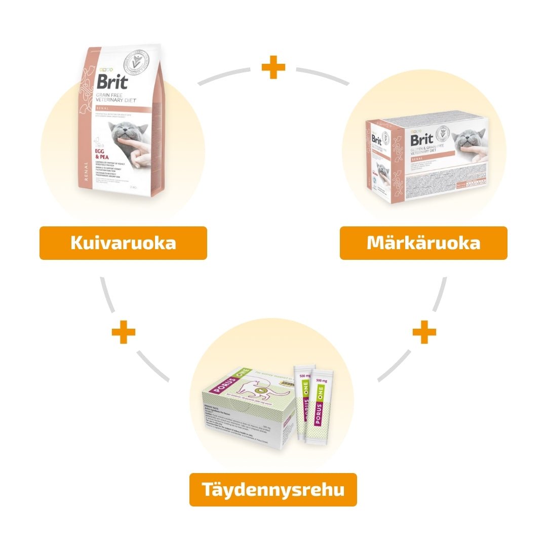 Tukihoitopaketti munuaisten vajaatoimintaan kissoille Brit