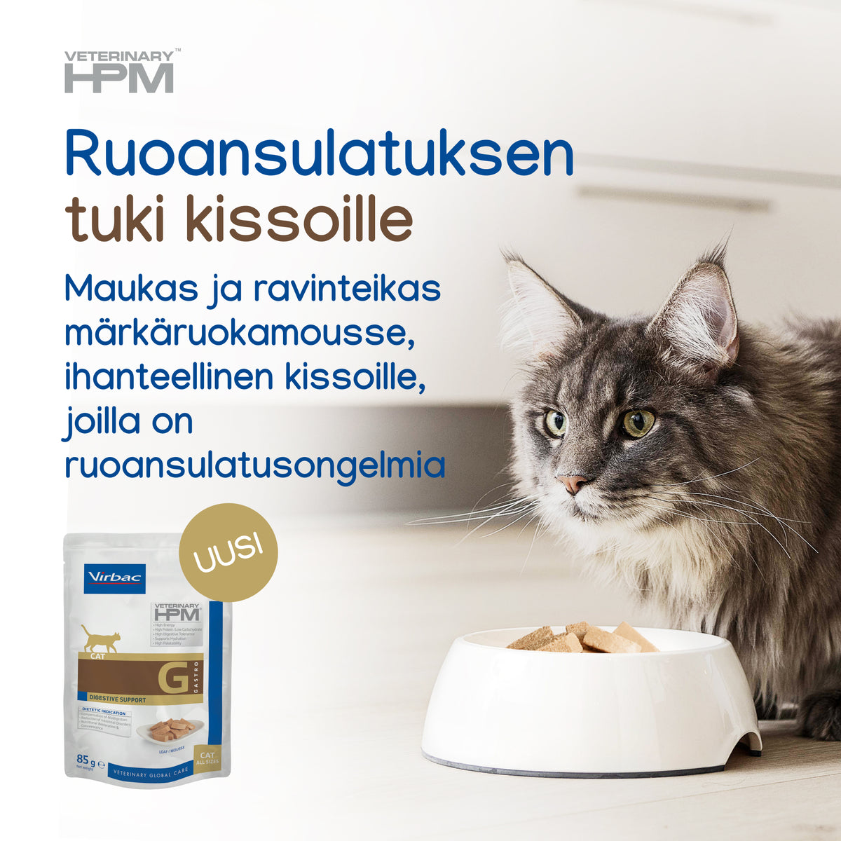 Virbac Veterinary HPM Digestive Support kissalle 85 g MAISTELUPAKKAUS
